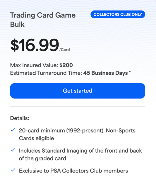 PSA Grading - TCG Bulk Tier *Please Read Below*