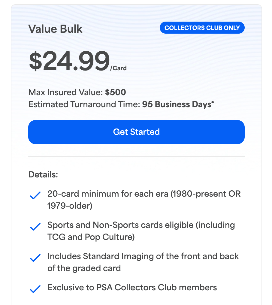 PSA Grading - TCG Bulk Tier *Please Read Below*